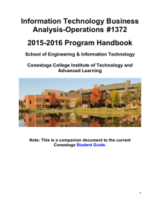 Information Technology Business Analysis-Operations #1372 2015-2016 Program Handbook