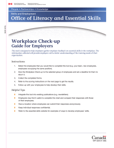 Office of Literacy and Essential Skills Workplace Check-up  Guide for Employers