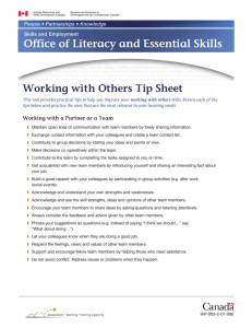 Office of Literacy and Essential Skills Working with Others Tip Sheet