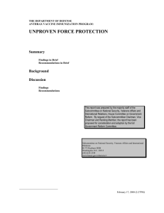 UNPROVEN FORCE PROTECTION Summary