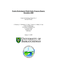 Prairie Hydrological Model Study Progress Report, December 2008