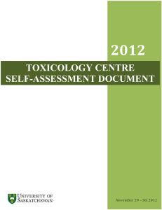 2012 TOXICOLOGY CENTRE SELF-ASSESSMENT DOCUMENT November 29 – 30, 2012