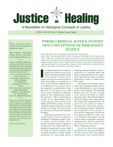 Justice Healing as A Newsletter on Aboriginal Concepts of Justice