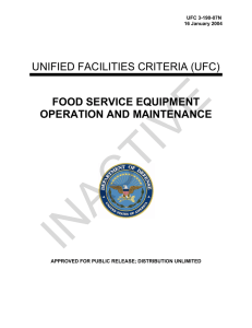 INACTIVE  UNIFIED FACILITIES CRITERIA (UFC) FOOD SERVICE EQUIPMENT