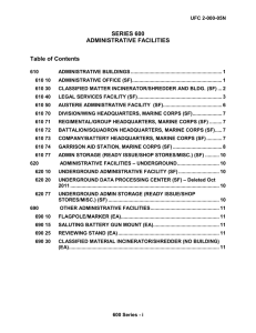SERIES 600 ADMINISTRATIVE FACILITIES Table of Contents