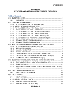 800 SERIES UTILITIES AND GROUND IMPROVEMENTS FACILITIES Table of Contents
