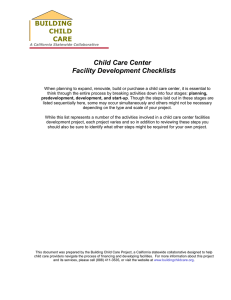 Child Care Center Facility Development Checklists BUILDING