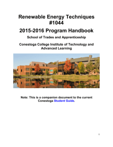 Renewable Energy Techniques #1044 2015-2016 Program Handbook School of Trades and Apprenticeship