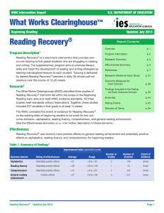What Works Clearinghouse Reading Recovery ™ ®
