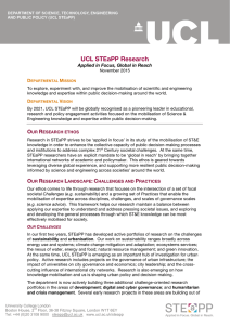 UCL STEaPP Research  Applied in Focus, Global in Reach D