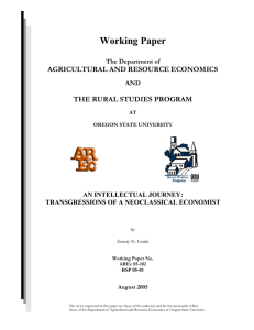 Working Paper  AGRICULTURAL AND RESOURCE