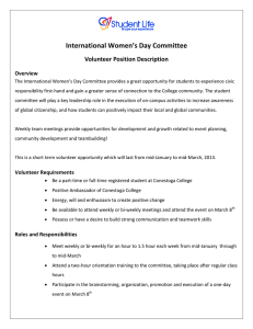 International Women’s Day Committee Volunteer Position Description Overview
