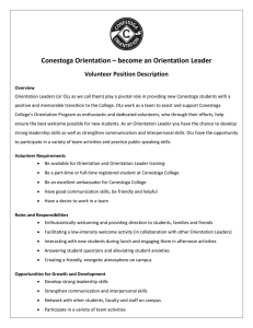 Conestoga Orientation – become an Orientation Leader Volunteer Position Description