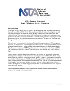 NSTA Position Statement: Early Childhood Science Education Introduction