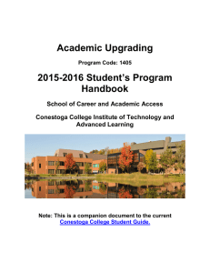 Academic Upgrading 2015-2016 Student’s Program Handbook