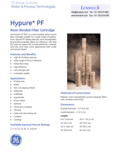 Hypure* PF Lenntech Resin Bonded Filter Cartridge