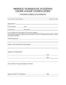 PROPOSAL TO DESIGNATE AN EXISTING COURSE AS BASIC STUDIES COURSE