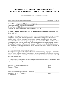 PROPOSAL TO DESIGNATE AN EXISTING COURSE AS PROVIDING COMPUTER COMPETENCY