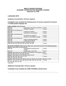 MIDDLE GRADES PROGRAM ACADEMIC CONCENTRATION REQUIRED COURSES September 22, 2009