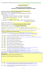 University of North Carolina Wilmington PROPOSAL FOR UNDERGRADUATE CURRICULUM CHANGE