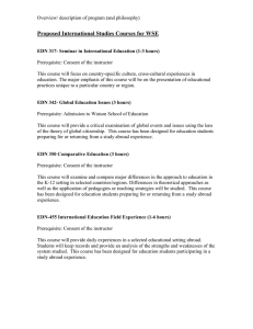 Proposed International Studies Courses for WSE