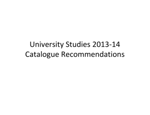 University Studies 2013‐14  Catalogue Recommendations
