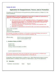 Application for Reappointment, Tenure, and/or Promotion 1