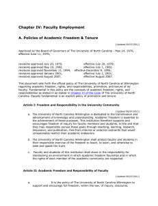 Chapter IV: Faculty Employment A. Policies of Academic Freedom &amp; Tenure