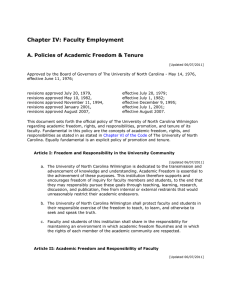 Chapter IV: Faculty Employment A. Policies of Academic Freedom &amp; Tenure
