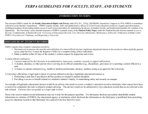 FERPA GUIDELINES FOR FACULTY, STAFF, AND STUDENTS  INTRODUCTION TO FERPA