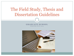 The Field Study, Thesis and Dissertation Guidelines