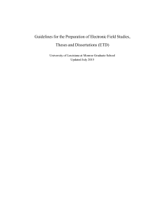 Guidelines for the Preparation of Electronic Field Studies,