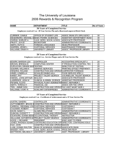 The University of Louisiana 2006 Rewards &amp; Recognition Program