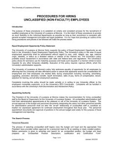 PROCEDURES FOR HIRING UNCLASSIFIED (NON-FACULTY) EMPLOYEES