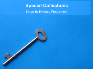 Special Collections Keys to History Research