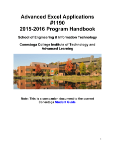 Advanced Excel Applications #1190 2015-2016 Program Handbook