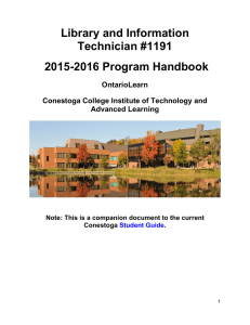 Library and Information Technician #1191 2015-2016 Program Handbook OntarioLearn