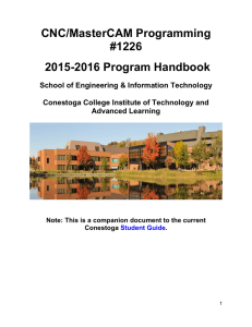 CNC/MasterCAM Programming #1226 2015-2016 Program Handbook