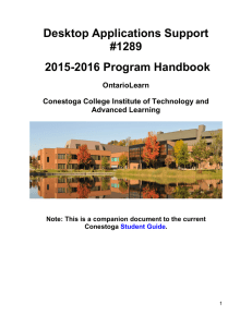 Desktop Applications Support #1289 2015-2016 Program Handbook OntarioLearn