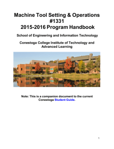 Machine Tool Setting &amp; Operations #1331 2015-2016 Program Handbook