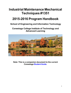 Industrial Maintenance Mechanical Techniques #1351 2015-2016 Program Handbook