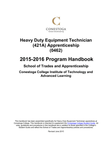 2015-2016 Program Handbook  Heavy Duty Equipment Technician (421A) Apprenticeship