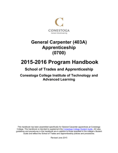 2015-2016 Program Handbook  General Carpenter (403A) Apprenticeship