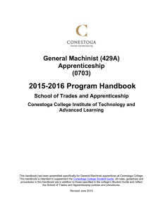 2015-2016 Program Handbook  General Machinist (429A) Apprenticeship