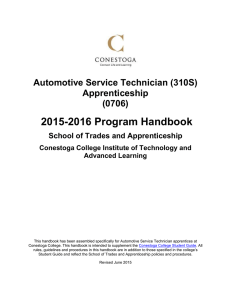 2015-2016 Program Handbook  Automotive Service Technician (310S) Apprenticeship
