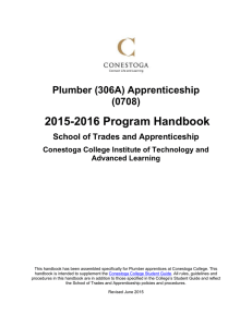 2015-2016 Program Handbook  Plumber (306A) Apprenticeship (0708)