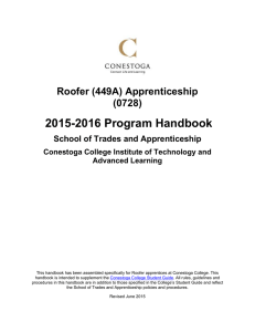 2015-2016 Program Handbook  Roofer (449A) Apprenticeship (0728)