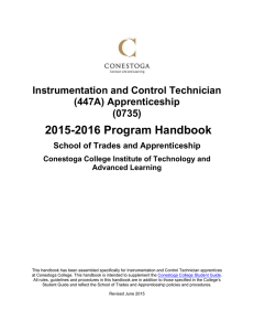 2015-2016 Program Handbook  Instrumentation and Control Technician (447A) Apprenticeship