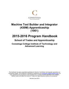 2015-2016 Program Handbook  Machine Tool Builder and Integrator (430M) Apprenticeship