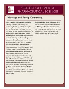 COLLEGE OF HEALTH &amp; PHARMACEUTICAL SCIENCES Marriage and Family Counseling